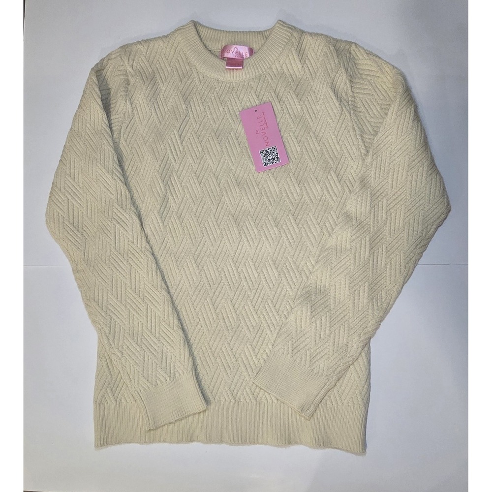 Novelle Fashion Cream Textured Knit Sweater Women's Large Crewneck NWT